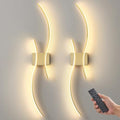 GLOTHOR Brushed Brass Arc Wireless Wall Sconces Set of 2, Dimmable, 3CCT, 23.6"