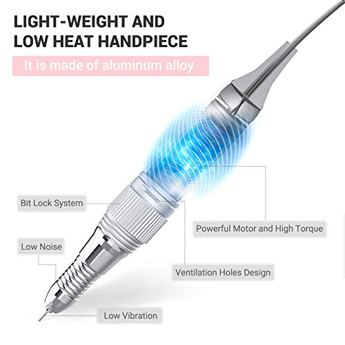 MelodySusie 30000 RPM Professional Nail Drill Scarlet with 10pcs Nail Drill Bits Set