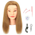 Mannequin Head for Hair Styling & Cosmetology Practice - Straight Tan, 100% Human Hair