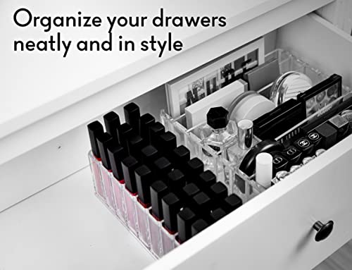 FAJ Acrylic Makeup Organizer with 27 Compartments for Vanity & Drawer Storage