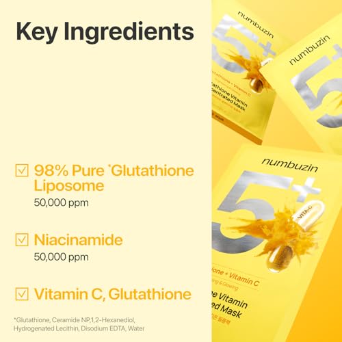 Vitamin Boost Sheet Mask Pack of 2 - Glutathione & Vitamin C for Radiance & Hyperpigmentation