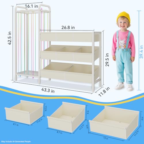 Kids Toy Storage Organizer with Stuffed Animal & Toy Chests - White