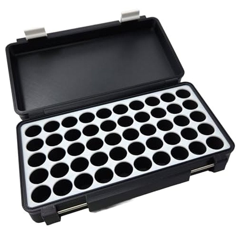 3D Printed - 3ml Vial Storage Case - Freezer Safe Hard Shell Peptide Case for Home, Fridge, Travel (Black/White, 50 3ml Vials)