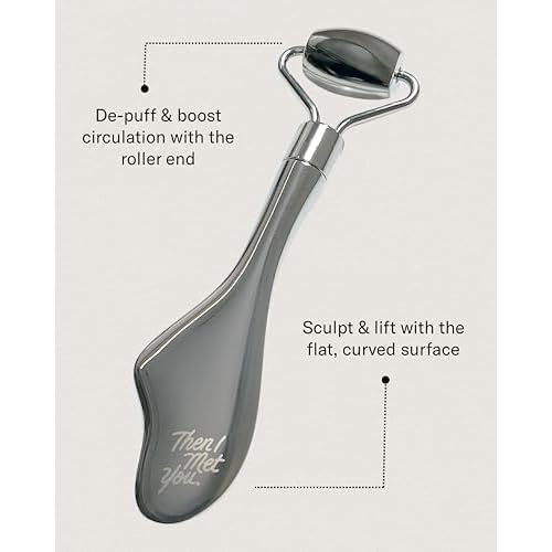 Then I Met You Golki Sculpt & Lift Guasha Roller, Dual-Ended Facial Massage Tool for Lymphatic Drainage, Jawline Sculpting, Puffiness Reduction, Use with Moisturizer and Serum, Home & Travel Skincare