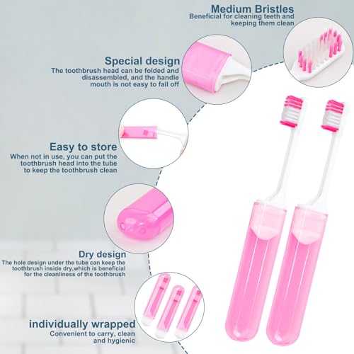 300 Travel Size Disposable Toothbrushes - Individually Wrapped, 5 Colors, Foldable, Bulk Pack of 300