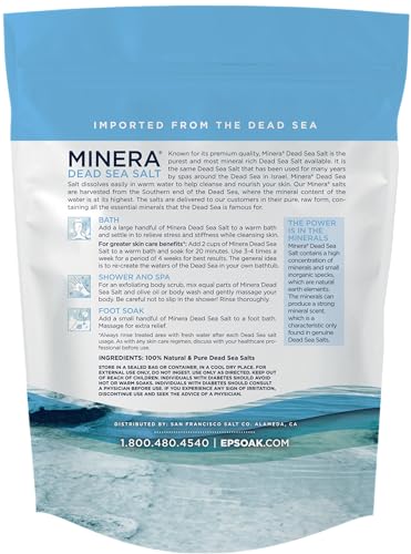 Minera Fine Grain Dead Sea Salt for Bath & Foot Soaks - 5 lbs Natural Skin Care