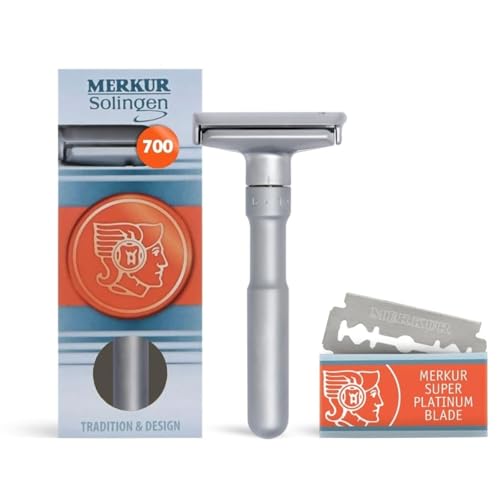 Merkur Futuro 700 Adjustable Safety Razor Matte Chrome - German Craftsmanship, Plastic-Free, Secure Snap-On Cap, Straight Bar, Customizable Shave