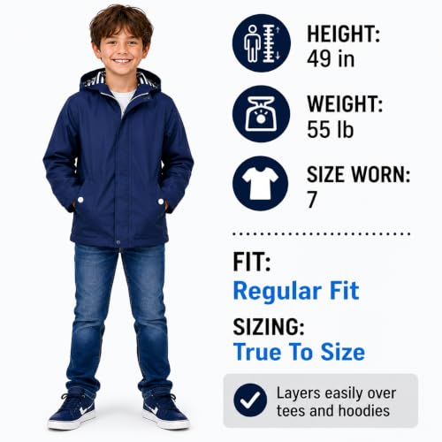 iXtreme Boys Waterproof Hooded Rain Jacket Windbreaker - Navy, Size 4