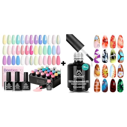 eetles Gel Nail Kit Easy Nail Extension Set 2 In 1 Nail Glue Gel Base with Pre Shaped Short Oval Almond Soft Gel Nail Tips Led Nail Lamp Acrylic Nail Clipper Gelly Nail Tips with jelly gel polish
