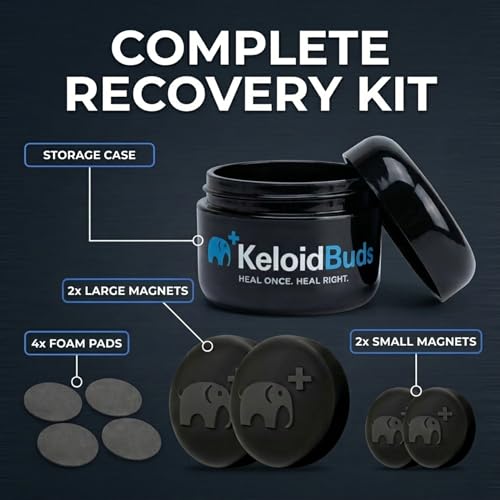 Black Keloid Pressure Earrings Set - Hypoallergenic Silicone Magnetic Clips for Ear Keloids - 4 Pieces