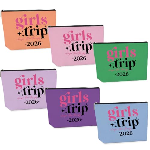 6 Pcs Girls Trip Gifts Set - Insulated Makeup Cosmetic Travel Bag Kit for Women , Bachelorette Weekend Favors, Spa Vacation Essentials, Mother's Day Christmas Birthday Gift for Friends Daughter