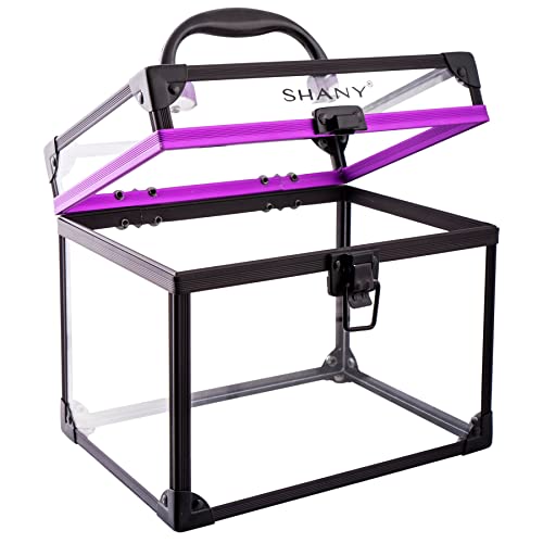 Purple SHANY Clear Travel Makeup & Toiletry Case - Extra Large, Secure Lock