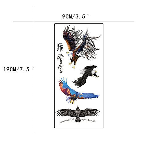 Temporary Tattoo Color Eagle Animal Tattoos Stickers Big Men Waterproof Body Arm Tattoos 5 Sheets