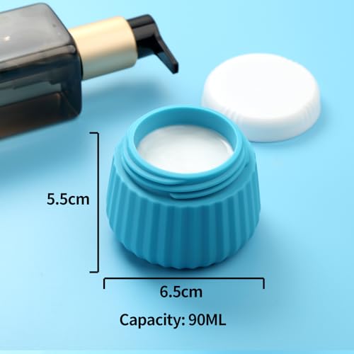 Blue 3oz Travel Bottles & Jars Set - Leakproof TSA Approved Toiletry Containers with Clear Bag