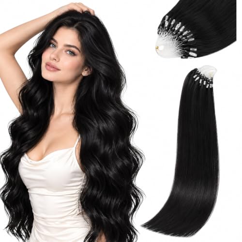 Micro Link Hair Extensions Black Rose 18 Inch - 50g Human Hair, No Heat No Glue
