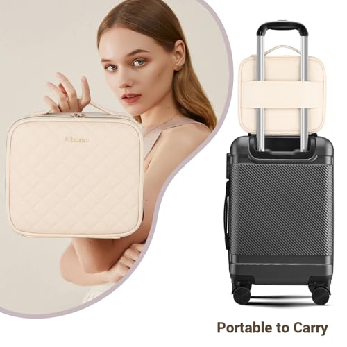 Travel Makeup Bag with Lighted LED Mirror & Adjustable Dividers