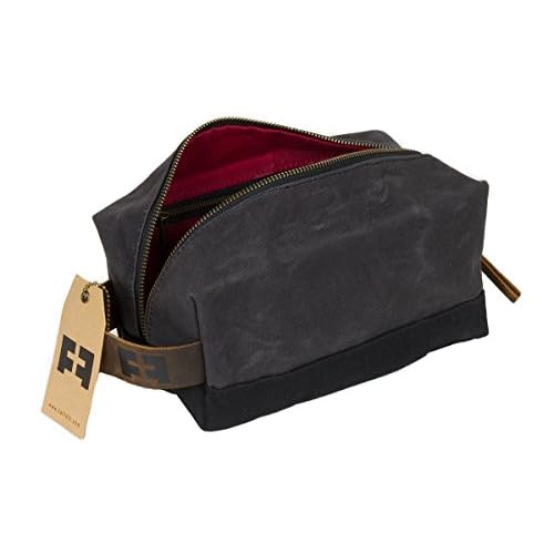 FAT FELT the DOPP KIT | Waxed Cotton Canvas shave and toiletries bag with leather handle