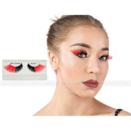 Red Black Eyelashes For Queen of Hearts Costume Accessories Halloween Lashes 1 Pair