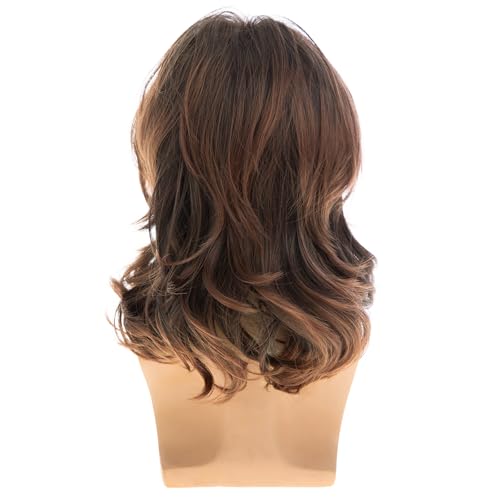 Men's Dark Brown Long Wavy Wig - Natural Layered, Heat-Resistant Synthetic Hair for Daily & Cosplay