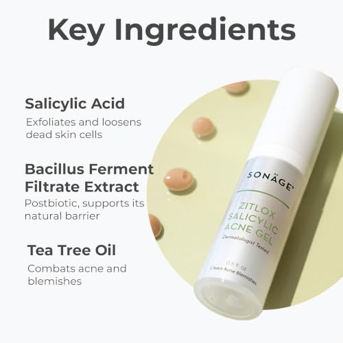 Salicylic Acne Spot Treatment Gel with Tea Tree Oil - Clears Blemishes & Prevents Breakouts
