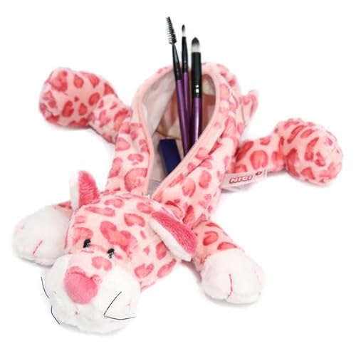 NICI Leopard Pink Cosmetic Bag, For women, Lip case, for Makeup and Essentials, Animal Figure Bag, Daily Cosmetic Bag, Travel Case