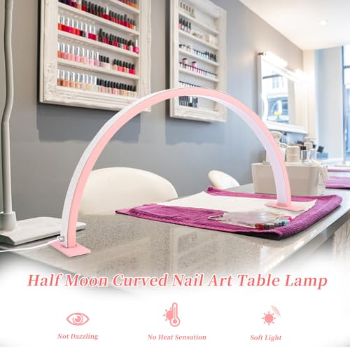 Half Moon Light Nail Lamp for Desk - Led Tech Lamp with Adjustable Brightness, Eyelash Extension & Tattoo Care