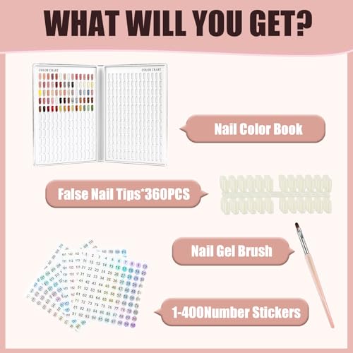 Silver 308 Colors Nail Polish Swatch Book with Tips & Brush - Salon Display