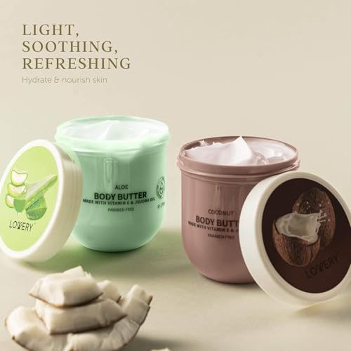 6-Piece Body Butter Gift Set with Shea, Jojoba, Vitamin E | Moisturizing Body Creams for Women