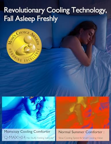 Momcozy Cooling Comforter Twin XL - Breathable, 3-Second Rapid Cooling Blue