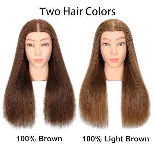 Mannequin Head with Human Hair - Light Brown - Practice & Styling