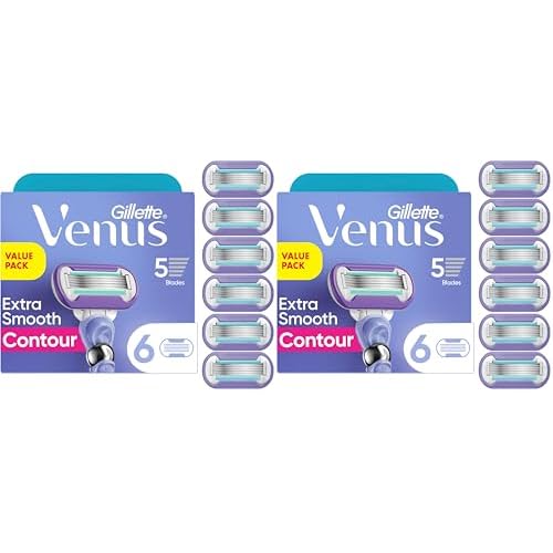Gillette Venus Deluxe Smooth Swirl Womens Razor Blade Refills,Moisture Ribbon to Protect Against Irritation,Holiday Gifts for Women,6 Count (Pack of 2)