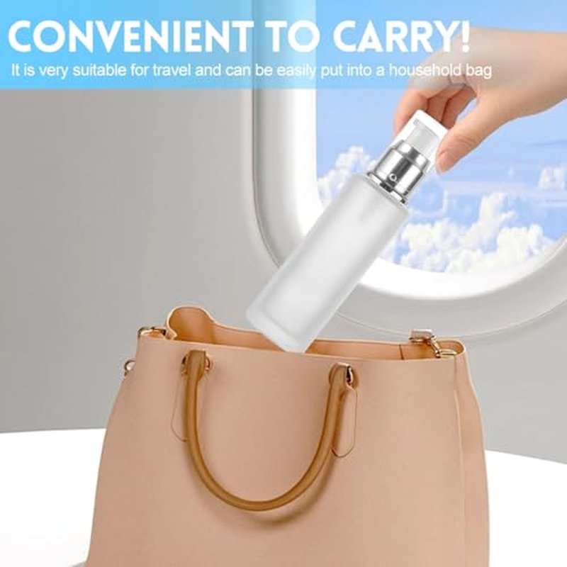 2 Pcs Frosted Glass Lotion Bottles with Pump Dispenser - 120ml/4oz, Ideal for Cosmetic Creams, Makeup, Essential Oils