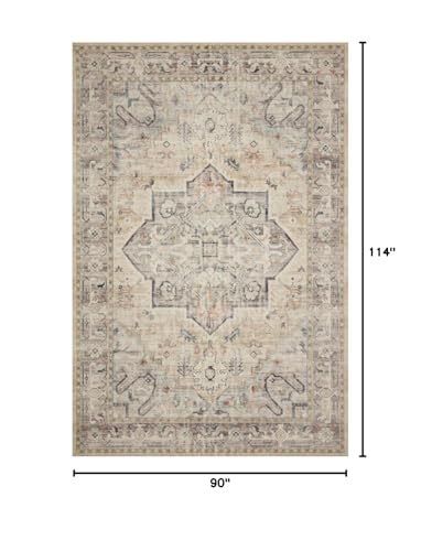 Hathaway Multi Ivory Area Rug 7'6" x 9'6" - Vintage Modern Design, Low Profile