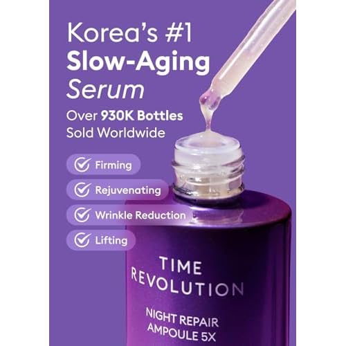 MISSHA Time Revolution Night Repair Face Serum Ampoule (5th Gen) - Overnight Probiotic Skincare for Revitalization and Radiance, 1.69 Fl Oz
