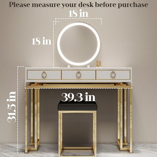 ROLOVE Makeup Mirror with Lights, 18 Inch Vanity Mirror with Lights, Lighted Makeup Mirror, Smart Touch Control Round Lighted Vanity Mirror, Tabletop £¦ Desk Mirror, Gifts for Women, Wife, Mom, Girls