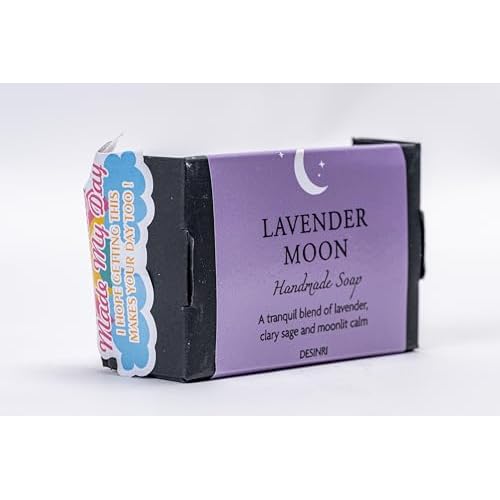 Lavender Moon Violet Clay and Lavender Bar Soap Handcrafted Scented Cleansing Soap for Daily Bath and Shower Use with Floral Aroma 80g