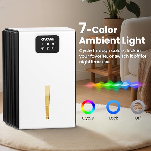 Dehumidifier for Home with Auto Shutoff Sleep Mode - 1000 Sq Ft - White
