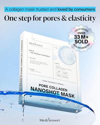 Medianswer Collagen Nanoshot Face Mask for Pore Tightening & Cooling, 5 Pack