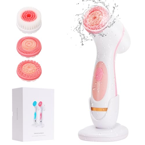 DotPet 3-in-1 Electric Facial Cleansing Brush - Pink, Waterproof Rechargeable Skin Care Device for Sensitive & Oily Skin