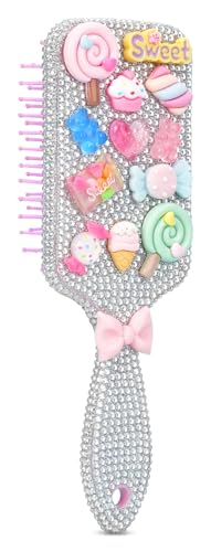 Charm Sweets 9-Inch Nylon Bristle Hair Brush with Rhinestone Embellishments - Wet or Dry Hair