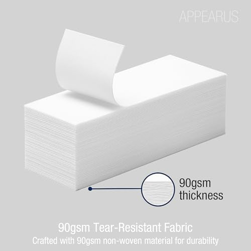 Appearus 250-Count Large 3x9 Non-Woven Waxing Strips - 90 gsm Heavy Duty Hair Removal Strips for Body and Face - Professional Epilating Strips for All Soft Wax - Lint-Free, Tear-Resistant Spa Grade