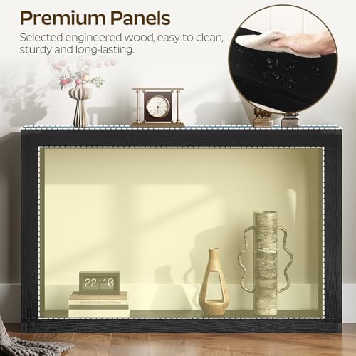 Farmhouse Console Table Black 47.2 Inch Wooden Sofa Entryway Table with Storage