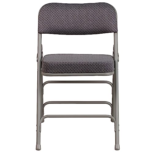 Gray Fabric Folding Chair Set of 2 - Padded Metal Folding Chairs for Indoor & Outdoor Use