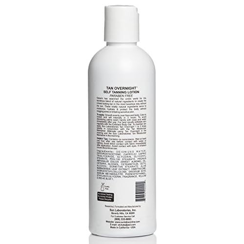 Sun Laboratories By Giesee Tan Overnight Self Tanning Lotion 8 oz 2 Pack, Self Tanning Lotion, Self Tanner, Tanning Lotion, Odorless, Non-Toxic, Medium, Light & Fair Skin, Face & Body