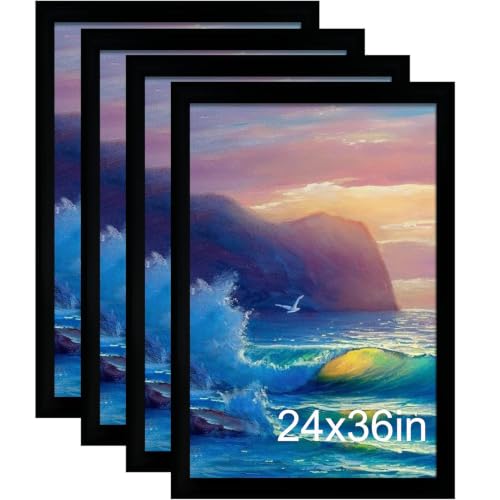 SESEAT Black 24x36 Wall-Mount Poster Frame 4 Pack - Horizontal & Vertical