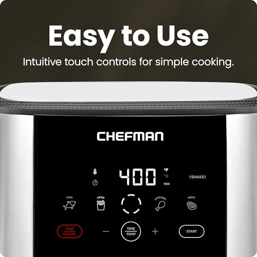 Chefman TurboFry Touch Air Fryer 5 Quart - Stainless Steel, Large Capacity