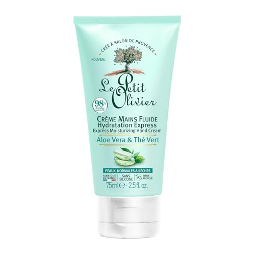 Le Petit Olivier Express Moisturizing Hand Cream - Aloe Vera And Green Tea - Express Moisturizing - No Greasy Or Sticky Feeling - Skin Is Soft And Silky - For Normal To Dry Skin - 2.5 Oz