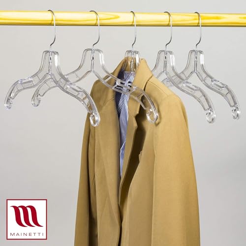Mainetti 17in Clear Plastic Shirt Hangers with Swivel Hook - 100 Pack