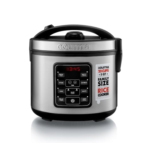 Gourmia 10-Cup Uncooked / 20-Cup Cooked Stainless Steel Rice Cooker & Steamer