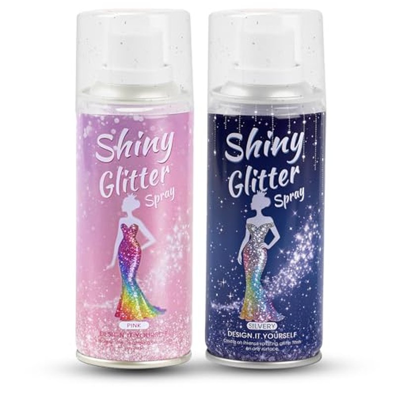Hair and Body Glitter Spray,Long Lasting Quick-Drying Shimmer Mist for Music Festival Revelry, Nightclub Parties and Balls,Hairspray for Clothes, Face Glitter Spray 4.22 Fl Oz (Silver and Pink)